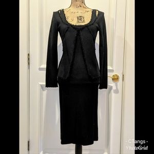 Blumarine Black Tank Dress + Cardigan Set